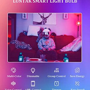 Luntak Smart Small Light Bulbs That Work with Alexa Google Home Echo&SiriShortcut ,Color Changing Light Bulb WiFi-Bluetooth Chandelier Led Light Candelabra E12 Led Bulbs B11/B10 35w Equivalent 3Pack