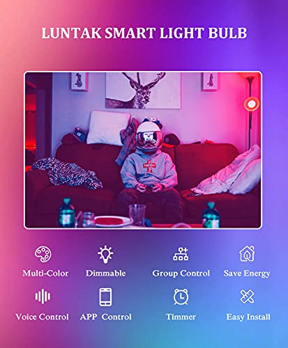 Luntak Smart Small Light Bulbs That Work with Alexa Google Home Echo&SiriShortcut ,Color Changing Light Bulb WiFi-Bluetooth Chandelier Led Light Candelabra E12 Led Bulbs B11/B10 35w Equivalent 3Pack