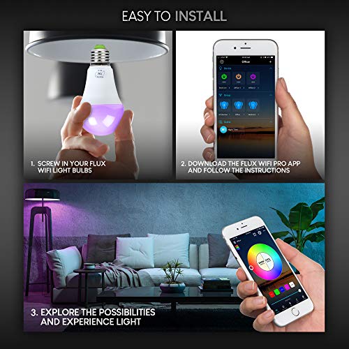 Flux WiFi Smart LED Light Bulb - Compatible with Alexa, Google Home Assistant & IFTTT - Smartphone Controlled Multicolored Color Changing Lights - Sunrise Wake Up Light & Dimmable Night Light