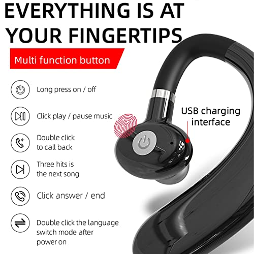 EEkore Wireless Bluetooth Headset Sport Headphones Sport Business Ear Buds Intelligent Noise Cancellation Ultra-Long Life Hanging Ear Wireless Bluetooth Headset