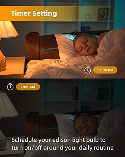 YEELIGHT Smart LED Edison Bulb, Edison Light Bulb, E26 Dimmable Filament Light Bulbs, LED Smart Vintage Edison Bulb, Compatible with HomeKit, Alexa & Google Home, Smartthing, Amber Warm 2700K, 700lm