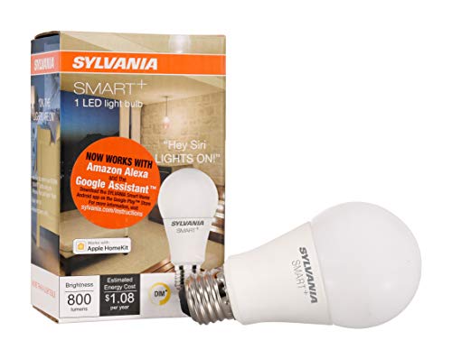 SYLVANIA SMART+ Bluetooth Soft White A19 LED Bulb, Compatible with Alexa, Apple HomeKit and Google Assistant, 1 pack