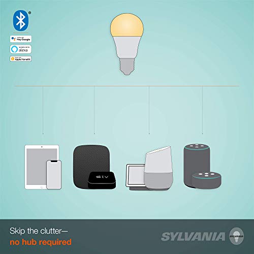 SYLVANIA SMART+ Bluetooth Soft White A19 LED Bulb, Compatible with Alexa, Apple HomeKit and Google Assistant, 1 pack