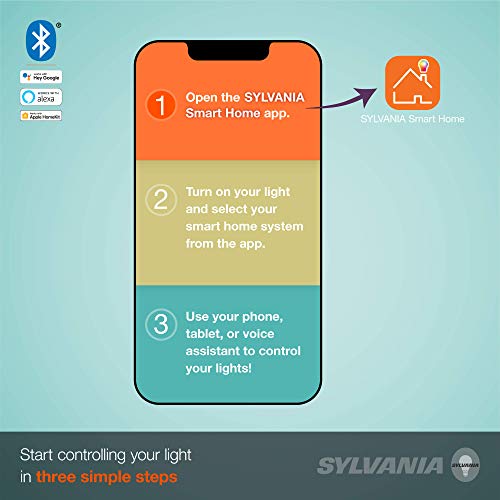 SYLVANIA SMART+ Bluetooth Soft White A19 LED Bulb, Compatible with Alexa, Apple HomeKit and Google Assistant, 1 pack