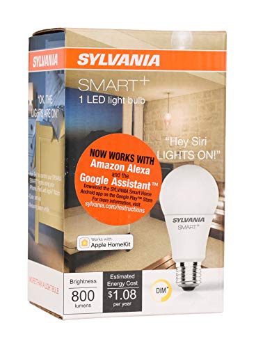 SYLVANIA SMART+ Bluetooth Soft White A19 LED Bulb, Compatible with Alexa, Apple HomeKit and Google Assistant, 1 pack