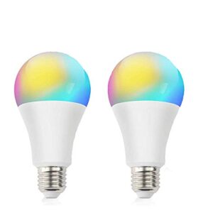 smart wifi bulb,smartlife app,led rgb color changing, 2700k-6500k, no hub required, a19 e26 tuya 10w (100w equivalent) led light bulb,pack of 2