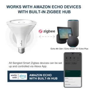 Sengled Smart Outdoor Flood Light Bulb, Zigbee Hub Required, PAR38 Alexa Bulb work with SmartThings/Echo Show, Motion Sensor & Dusk to Dawn LED Security Light E26 Base 3000K Soft white, 1200LM, 2 Pack