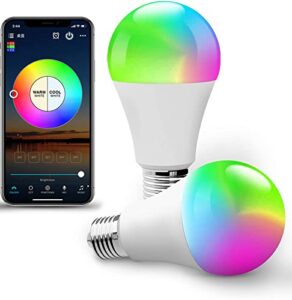 tfoi smart light bulbs a19 e27 rgb light bulb wifi light bulb color changing led lights or diy scene setting smart bulb compatible alexa/google home smart light bulb 80% energy saving（9w 2pack）