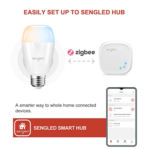 Sengled Smart LED Tunable White A19 Starter Kit, 60W Equivalent, 2 Smart Light Bulbs & Hub, Soft White to Daylight 2700-6500K, Works with Alexa, Google Assistant and Siri