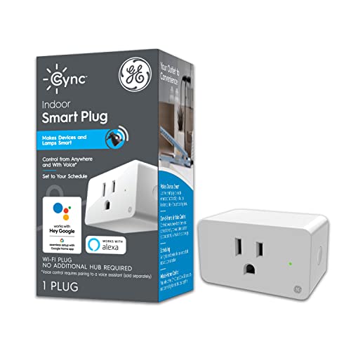 C by GE On/Off Smart Plug with Smart Bridge, Alexa + Google Home Compatible, Bluetooth/Wi-Fi Enabled Smart Outlet for Smart Homes, White, 1-Pack (Packaging May Vary)