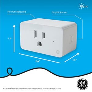 C by GE On/Off Smart Plug with Smart Bridge, Alexa + Google Home Compatible, Bluetooth/Wi-Fi Enabled Smart Outlet for Smart Homes, White, 1-Pack (Packaging May Vary)