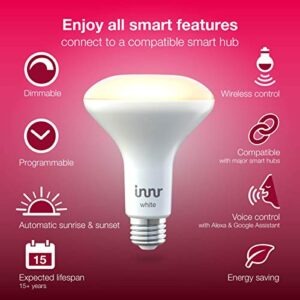 innr Zigbee Smart Bulb, Smart Flood Light White, Works with Philips Hue, Alexa, Hey Google, SmartThings (Hub Required), Dimmable, Warm White LED Light Bulb BR30 with E26 Base, 2-Pack, BE 220-2