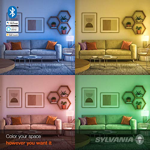 SYLVANIA SMART+ Bluetooth Full Color and Tunable White A19 LED Bulb, Fully Dimmable, Compatible with Alexa, Apple HomeKit and Google Assistant, 1 pack