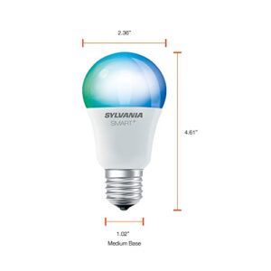 SYLVANIA SMART+ Bluetooth Full Color and Tunable White A19 LED Bulb, Fully Dimmable, Compatible with Alexa, Apple HomeKit and Google Assistant, 1 pack