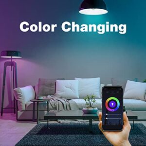 FLSNT Color Changing Smart Light Bulbs, LED WiFi 2.4G Light Bulb, Works with Alexa, Google Home Assistant, 9W(60W Equivalent), BR30, E26 Base, 2 Pack