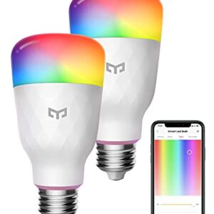 YEELIGHT Alexa Light Bulb, Smart Light Bulbs, Smart Bulbs That Work with Alexa & Google Home, Razer Chroma, A19 RGBW LED WiFi Light Bulbs No Hub Required, 60W Equivalent 900LM CRI>80 2 Pack