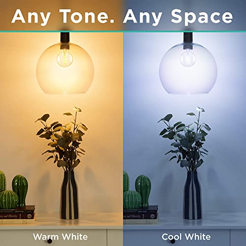 iHome Spectra Smart Spiral Edison Bulb, G25/E26 LED White Lights, 400 Lumens, 5.5W (40W Equivalent), Tunable and Dimmable White WiFi Smart Bulb, Works with Alexa and Google Home, 2 Pack