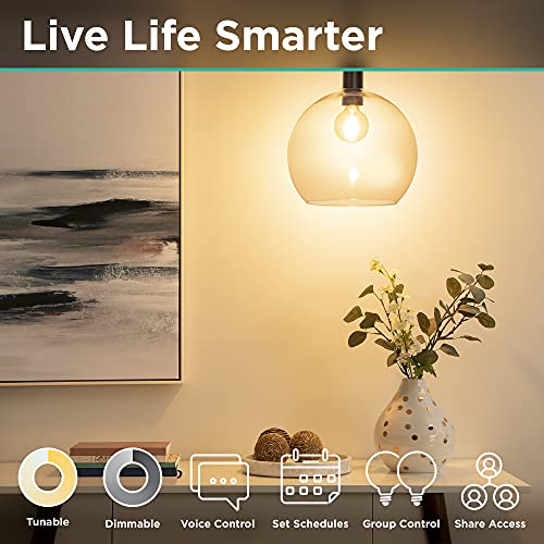 iHome Spectra Smart Spiral Edison Bulb, G25/E26 LED White Lights, 400 Lumens, 5.5W (40W Equivalent), Tunable and Dimmable White WiFi Smart Bulb, Works with Alexa and Google Home, 2 Pack