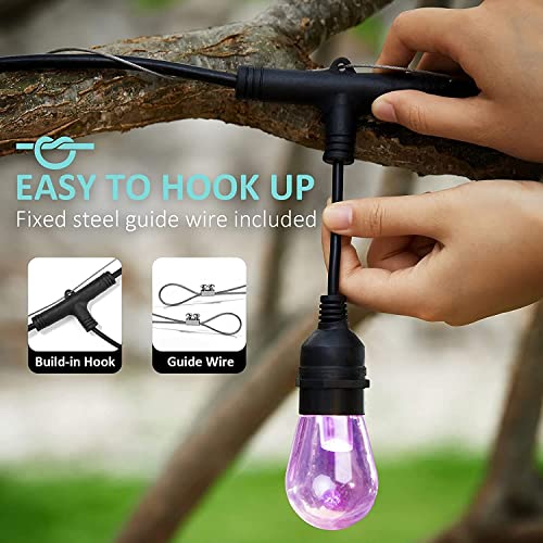 XMCOSY+ Outdoor String Lights, 98 Ft Smart RGB Patio Lights, App & WiFi Control LED String Lights Works with Alexa, IP65 Waterproof Color Changing RGBW Outdoor Lights with 30 Dimmable LED Bulbs