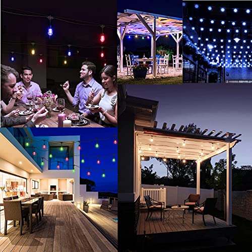 XMCOSY+ Outdoor String Lights, 98 Ft Smart RGB Patio Lights, App & WiFi Control LED String Lights Works with Alexa, IP65 Waterproof Color Changing RGBW Outdoor Lights with 30 Dimmable LED Bulbs