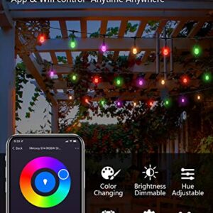 XMCOSY+ Outdoor String Lights, 98 Ft Smart RGB Patio Lights, App & WiFi Control LED String Lights Works with Alexa, IP65 Waterproof Color Changing RGBW Outdoor Lights with 30 Dimmable LED Bulbs