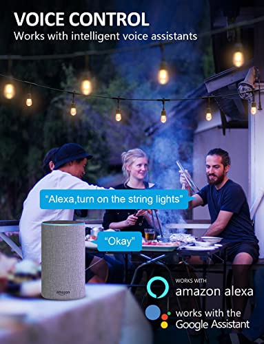 XMCOSY+ Outdoor String Lights, 98 Ft Smart RGB Patio Lights, App & WiFi Control LED String Lights Works with Alexa, IP65 Waterproof Color Changing RGBW Outdoor Lights with 30 Dimmable LED Bulbs