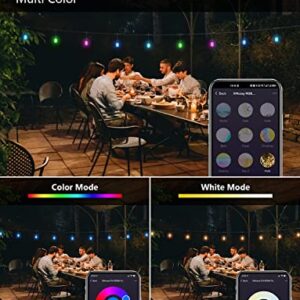 XMCOSY+ Outdoor String Lights, 98 Ft Smart RGB Patio Lights, App & WiFi Control LED String Lights Works with Alexa, IP65 Waterproof Color Changing RGBW Outdoor Lights with 30 Dimmable LED Bulbs