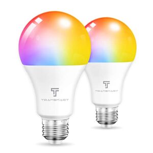 smart light bulbs,a19 e26 rgbcct wi-fi color changing led light bulb compatible with alexa & google home,music sync 16 million diy colors dimmable alexa light bulb,no hub required 2.4ghz only 2pack