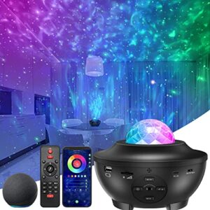 star projector galaxy night light projector – 48 light effect themes, remote control, bluetooth speaker, wi-fi app – galaxy projector for bedroom, kids adults, party light, room decor
