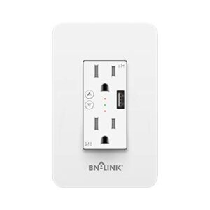 bn-link electrical outlet in-wall smart wi-fi outlet with high speed 2.1a usb port – compatible with amazon alexa and google assistant – wireless and voice control