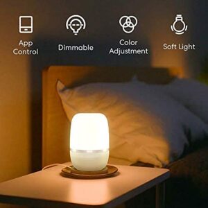 Smart WiFi Table Lamp, Bedside Lamp, Compatible with Apple HomeKit, Siri, Amazon Alexa, Google Assistant and SmartThings, Multi-Color Bedroom Lamp, Voice Control, App Control, Schedule