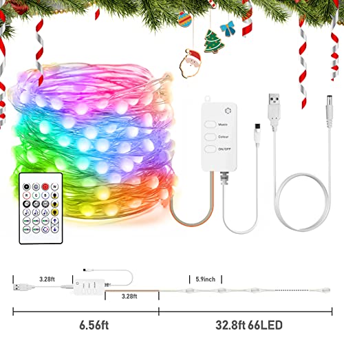 AvatarControls 32.8ft Smart Fairy Lights Works w/ Alexa Google, Color Changing LED Lights With Remote&APP, Music Sync Fairy Lights with 20 Flash Modes, Dreamcolor Plug In USB String Lights with Timer