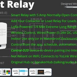 YoLink Relay, YoLink 1/4 Mile Super Long Range Smart Relay Compatible with Alexa, Google, and IFTTT, Max. 5 amps - YoLink Hub Required