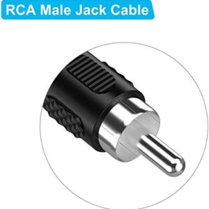 RCA to Bare Wire Cable, (2 Pack 22AWG 6.6 ft) Replacement RCA Male Plug Jack Connector Adapter to Bare Wire Open End Audio Video RCA Cable for Repair