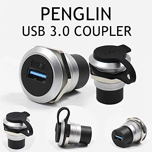 PENGLIN 2Pack USB 3.0 Panel Mount Coupler, USB Pass Through Connector, Female to Female Bulkhead Extension Adapter with Water/ Dustcap