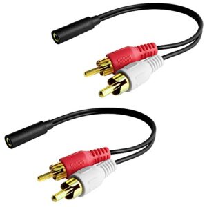 Y Connector Audio Cable 3.5mm Audio Female to 2 RCA Male Stereo Cable (2 Pack)