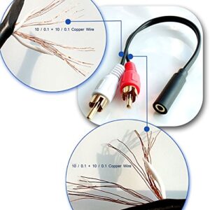 Y Connector Audio Cable 3.5mm Audio Female to 2 RCA Male Stereo Cable (2 Pack)