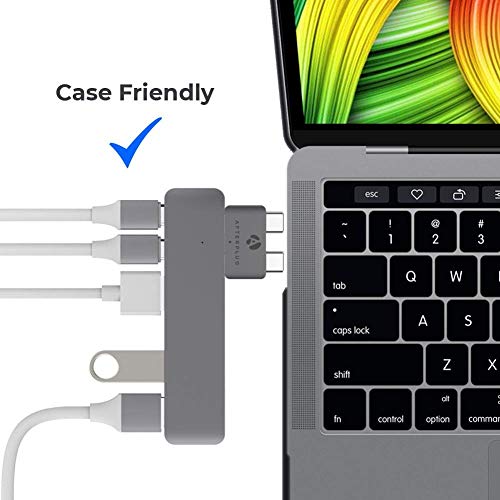 USB C Extender for MacBook with Case, Afterplug 2-Port Type C Male to Female Extension Adapter Compatible with Thunderbolt 3/4 or USB 4 Type C Port; 100W PD, 5K Video & 40Gbps Data