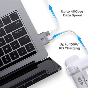 USB C Extender for MacBook with Case, Afterplug 2-Port Type C Male to Female Extension Adapter Compatible with Thunderbolt 3/4 or USB 4 Type C Port; 100W PD, 5K Video & 40Gbps Data