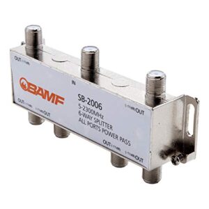 bamf 6 way coaxial cable splitter, bi-directional coax moca 5-2300mhz, rg6 compatible, nickel plated cable splitter 2 way internet and tv splitter, satellite, antenna, analog/digital connections