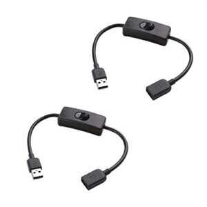 cable matters 2 pack usb on off switch 1 ft support data and power, short usb extension cable with on off switch (usb power switch)