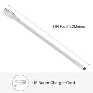 Cord Replacement for UE Boom Charger, 1.2m USB Charging Cable Compatible with Logitech Ultimate Ears UE Wonderboom/UE Boom/Megaboom/Mega Boom (1 Pack, White)