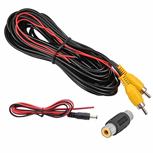 DALLUX Backup Camera RCA Video Cable,Car Reverse Rear View Camera Video Cable with Detection Wire(33FT/10 Meters),AV Extension Cable with RCA Video Female to Female Coupler and Power Cable