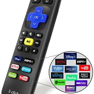 1-clicktech Remote for Roku TV and Roku Box [2-in-1 w/TV Power+Volume] Compatible for Roku Express/+, Roku Ultra, Premiere, 4/3/2/1 [Not for Roku Stick]