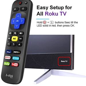 1-clicktech Remote for Roku TV and Roku Box [2-in-1 w/TV Power+Volume] Compatible for Roku Express/+, Roku Ultra, Premiere, 4/3/2/1 [Not for Roku Stick]