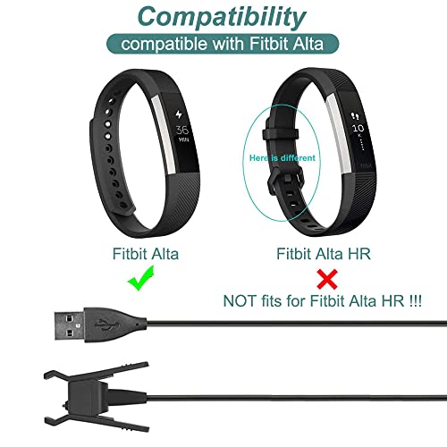 Kissmart 2-Pack Charger Cable for Fitbit Alta, Repalcement USB Charging Cable with 1m/3.3ft USB Cord for Fitbit Alta Smart Wristband Accessories