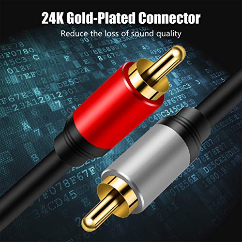 Tan QY 2RCA to 2RCA Cable 3Ft, Gold-Plated 2 RCA Male to 2 RCA Male Stereo Audio Cable for Home Theater, HDTV, Gaming Consoles, Hi-Fi Systems (3Ft/1M)