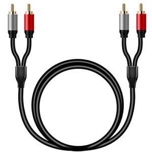 Tan QY 2RCA to 2RCA Cable 3Ft, Gold-Plated 2 RCA Male to 2 RCA Male Stereo Audio Cable for Home Theater, HDTV, Gaming Consoles, Hi-Fi Systems (3Ft/1M)