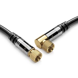 BlueRigger RG6 Coaxial Cable (15FT, 90° Angled to Straight Male F Type Connector Pin, Gold Plated, Triple Shielded) – Digital Audio Video Coax Cable Cord for HDTV, CATV, Modem, Satellite Receivers
