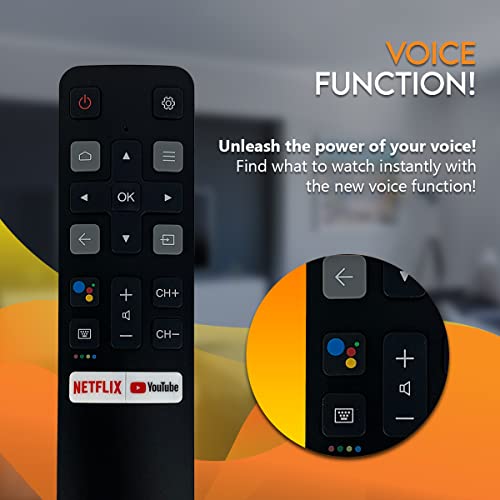 RC802V FMR1 Original Voice Remote for TCL Android TV 40S330 32S330 43S434 50S434 55S434 65S434 75S434 32S6500A 65P8S 65P8 55P8S 55P8 55EP680 50P8S 50P8 40A325 49S6800 32S6510S 32A325 (YouTube)